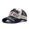 New Washed Mesh Baseball Cap Men's Spring and Summer Fashion Bull's Head Pattern Letter Embroidery Cap Mesh Cap