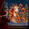 Lively New Year Party Decor Chinese Window Sticker, 2027 Goat Static Clings, Festive Glass Surface Adornment Reusable Lunar Xmas for Home Shop