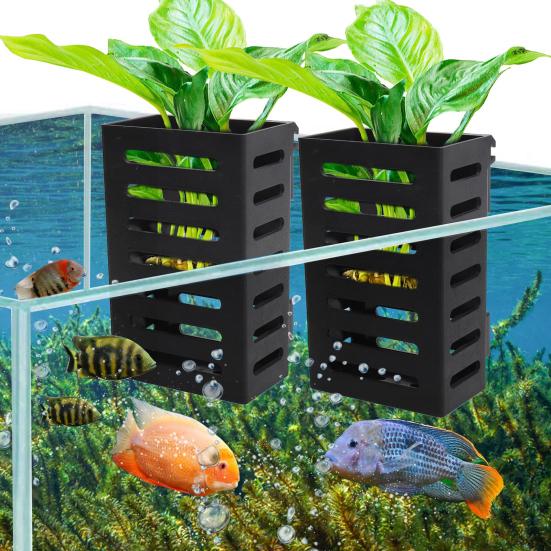 Yousheng Aquarium Plant Holder with Hooks And Suction Cups Easy to Hang Improves Water Circulation Hydroponic Box