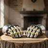 Churburg Medieval Gauntlets – Handcrafted 16G Steel Knight Armor Gloves with Brass Accents