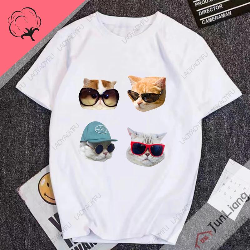 Hip Hop Cute Cats Humor Mens Tshirts Huh Cat Meme Short Sleeve Tee 100 Cotton Y2k Mens Clothes Streetwear Funny Gifts Manga