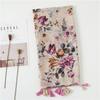 Fashion Printing Flower Tassel Shawl Cotton Viscose Scarf Women Beach Sunscreen Shawl Muslim Hijab Wrap Headscarf 180*90Cm