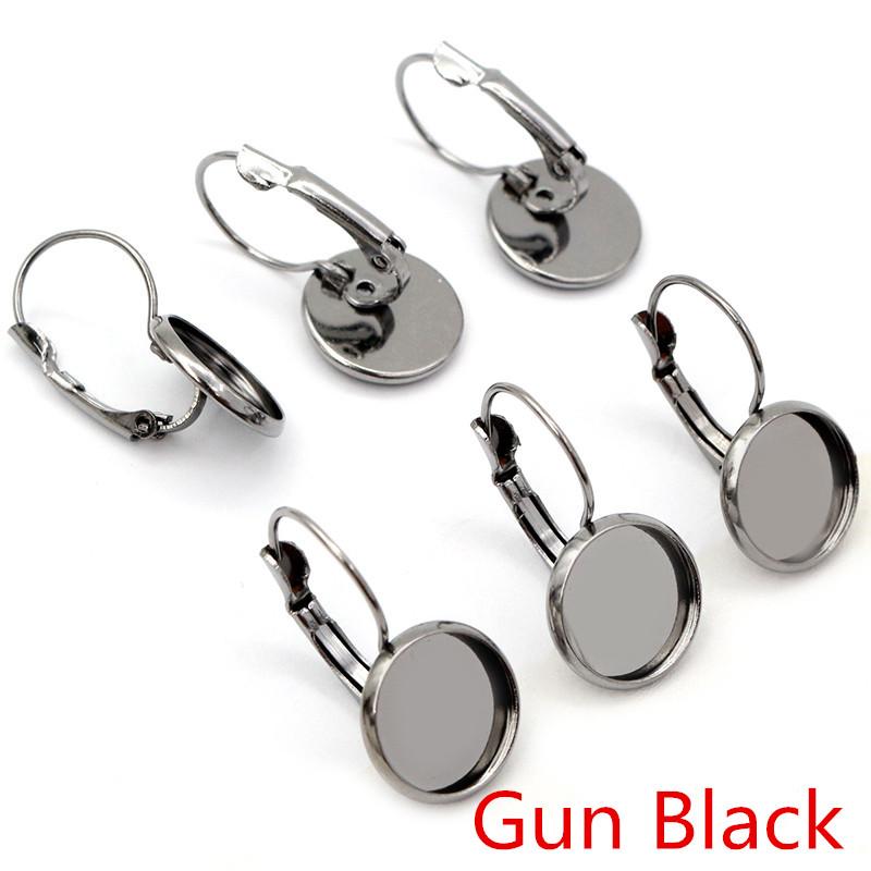 12mm 10pcs/Lot 13 Popular Colors Plated French Lever Back Earrings Blank/Base,Fit 12mm Glass Cabochons,Buttons;Earring Bezels