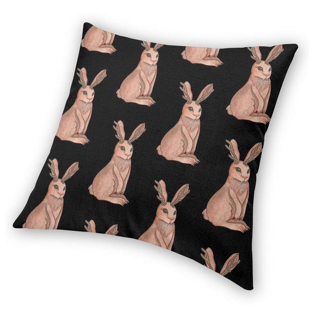 Jackalope Rabbit With Antelope Horns Pillowcase Polyester Linen Velvet Pattern Zip Decor Pillow Case Car Cushion Cover