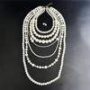 Trendy Geometric Design 7 Layer Pearls Chain Statement Jewelry Set Vintage Fashion Pears Jewelry Suitable For All Season