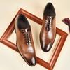 Business Formal Brogue Leather Shoes Lace-Up Wedding Youth Spring Autumn Seasonal Breathable Sharp Pointed Toe Style