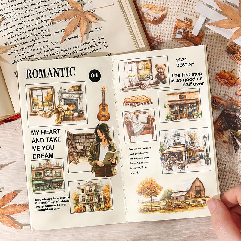 100Pcs/pack Scrapbook Stickers Vintage Flowers Scrapbooking Junk Journal Crafts Embelishment Decoration Sticker