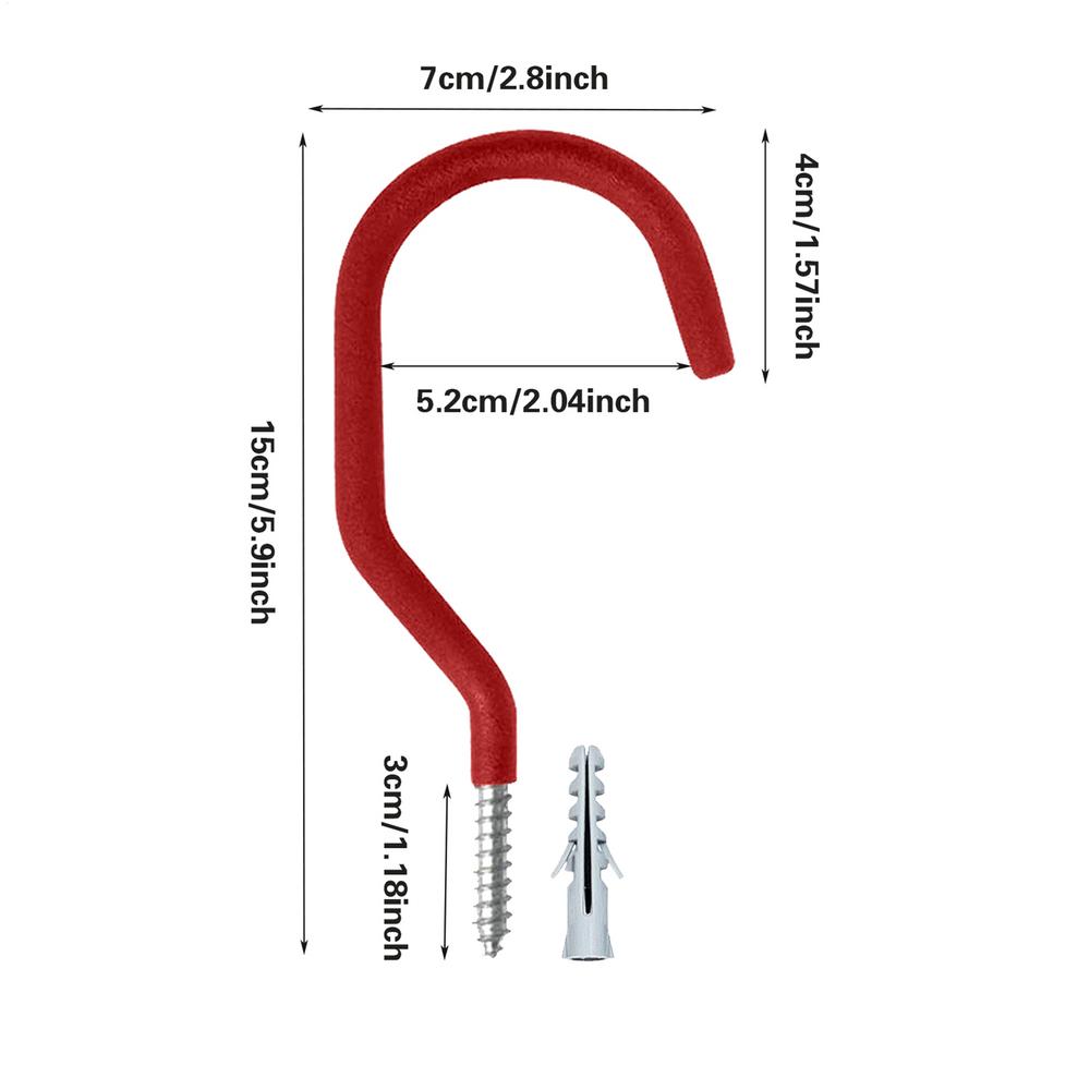 

Heavy Duty Bike Hook Bike Hanger Screw Question Mark Storage Hook Wall Mount Utility Hook Large Steel Ceiling Hook for Garden червоний