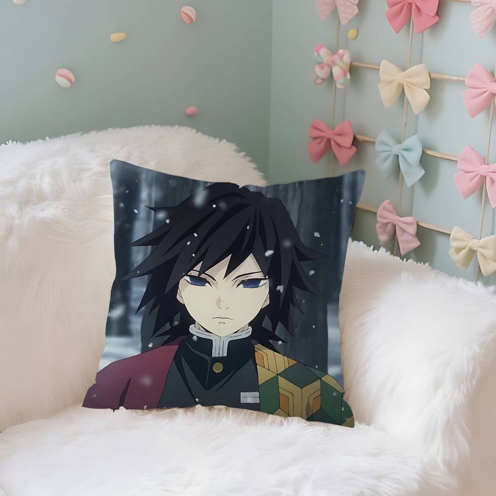 TTomiokas Giyuus Case Plush Fabric Soft Pillowcase Double Sided Print Cushion Cover Household Gifts