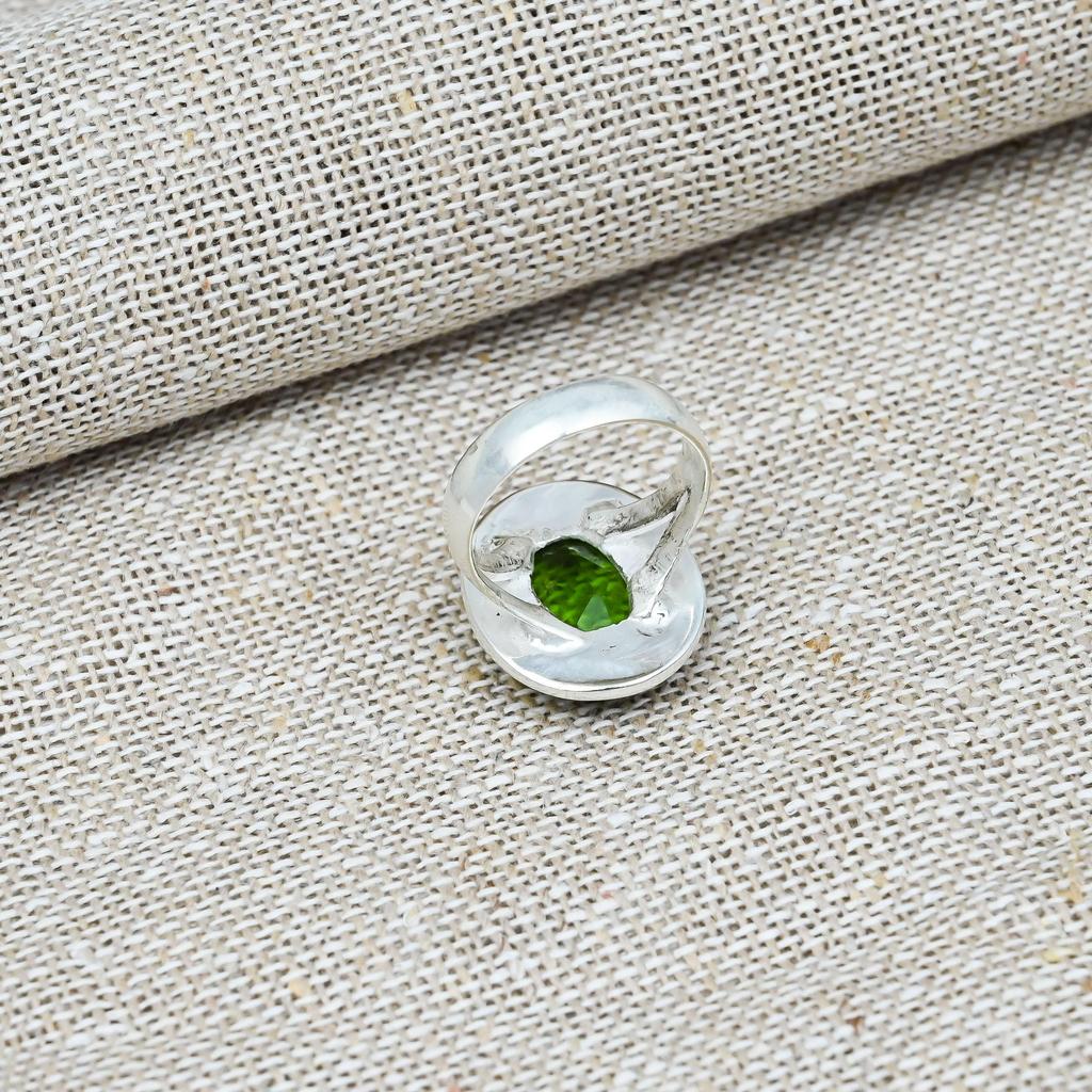 Peridot Gemstone 925 Solid Sterling Silver Pendent For Anniversary Gift Beautiful Ring