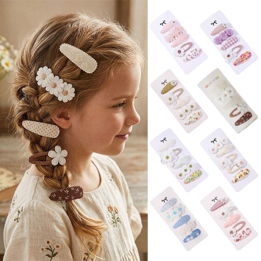 5Pcs/Set Cute BB Clips Set Sweet Floral Barrettes Fashion Daisy Hairpins Women Girls
