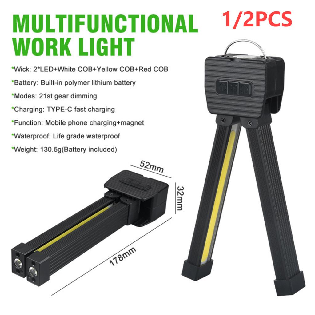 Gym Lamp for Posing Magnetic LED Flashlight with Hanging Hook Inspection Lamp USB Rechargeable Portable Torch Work Light Outdoor