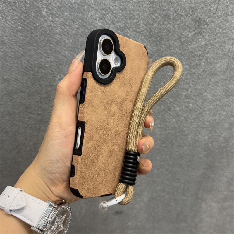 Matte Leather Magnetic Wrist Strap Case For For Iphone 17 16 Pro Max 13 15 12 11 14 Plus For Magsafe Camera Protection Soft Cover