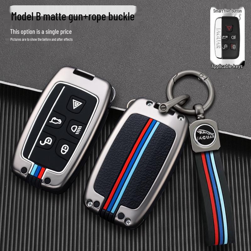 Compatible Jaguar Key Case for 22 Models: XEL, XFL, F-PACE, E-PACE, XF - Metal Shell, Key Set, Buckle Included