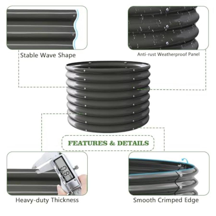 6-Pack 3ft X 24 Tall Galvanized Raised Garden Beds Outdoor Round Metal Planter Box for Planting Vegetables Flowers Herb Anti-Ru