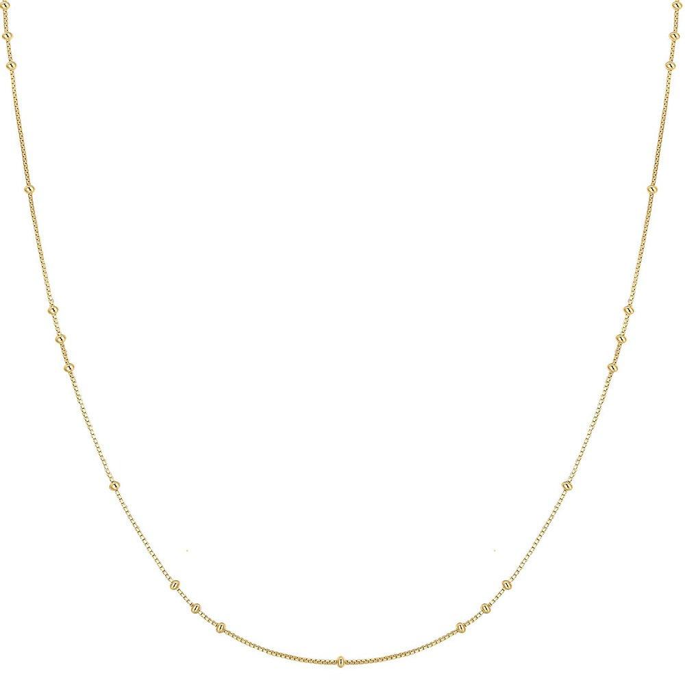 Gold Mini Bead Station 925 Silver Necklace N066-02G