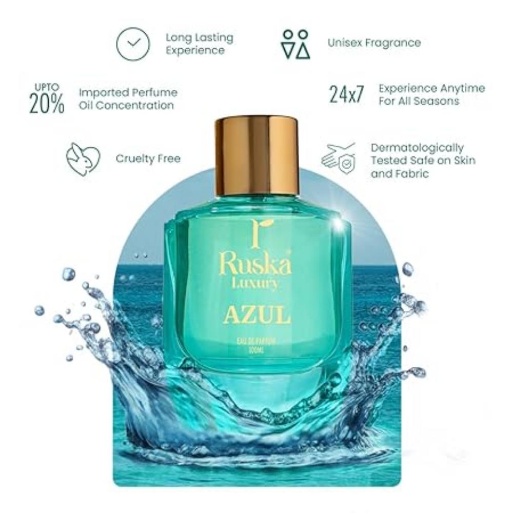 AZUL Unisex Perfume, 100ml | |Rich, Woody & Spicy Fragrance Spray | Long Lasting Perfume for Men & Women |