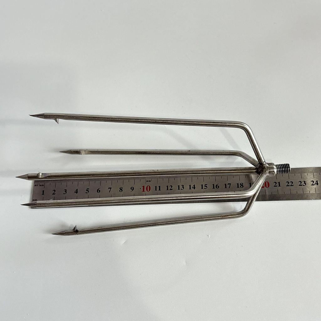 Stainless Steel Multi-functional Barbed Fish Spear Head - Handmade Flat Fork Lantern Design