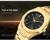 BESTWIN Men's Waterproof Quartz Watch with Butterfly Double Snap Closure
