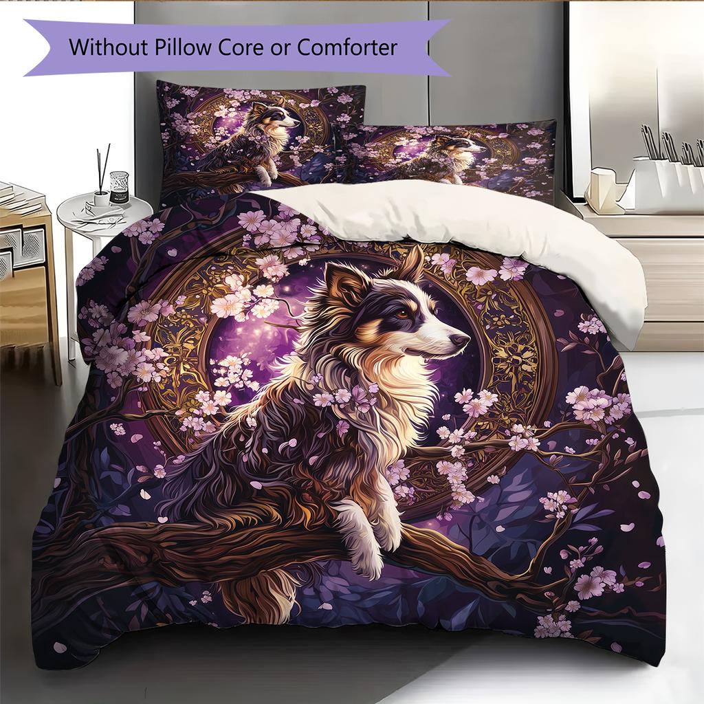 Australian Shepherd Dog Pattern Bedding Home Decoration Birthday Gift (1 * Duvet Cover + 2 * Pillowcase, Without Core)