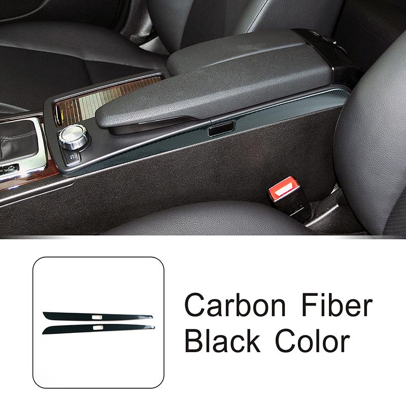 Car Center Console Armrest Box Both Side Trim Strips Carbon Fiber Pattern Accessories For Mercedes Benz C Class W204 2011-2013