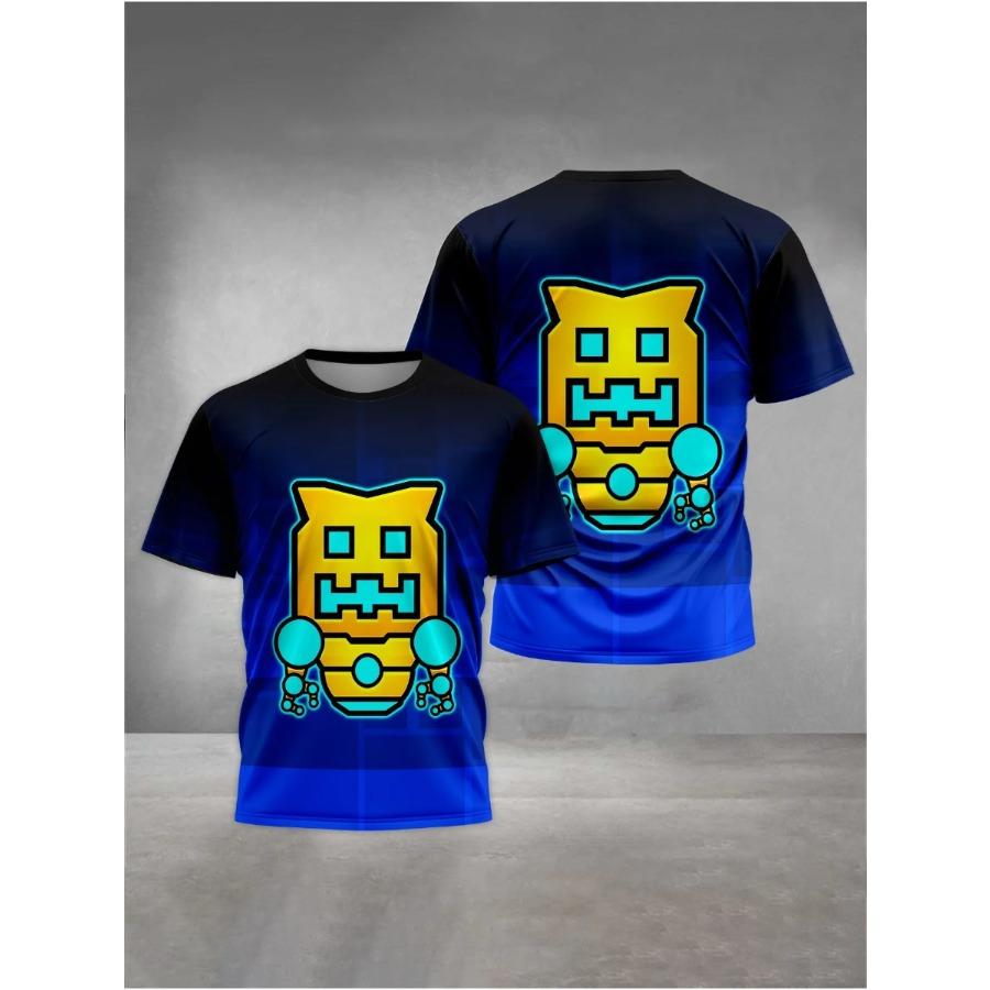 Game Geometry Dashs Print Baby Clothing 7 to 13Years Male Outdoor Clothes for Children Boy Girl Child T-Shirt Top Shirts