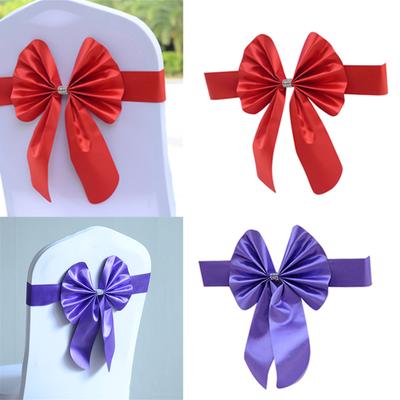 Stretchable Chair Back Satin Bow Satin Chair Sashes Decorative Bow Chair Sashes Ties for Luxurious Home Decoration