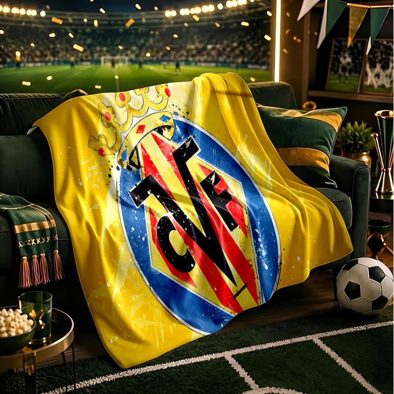 Club Vill-arreal Crest Design Throws Blanket Flannel Blankets Plush for Couch Bed Gifts for Men Women Travel picnic blanket Christmas fan gifts
