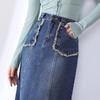 High Waist Tassel Raw Edge Denim A-Line Midi Skirt - Spring 2025 Collection