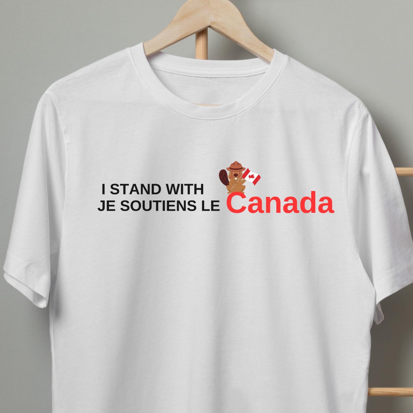 I Stand With Canada T-Shirt: English French Tee, Maple Leaf Gift S