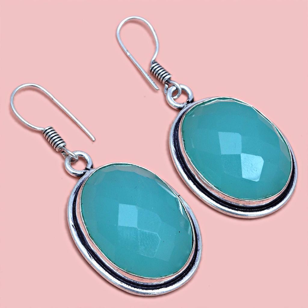 Necklace Chalcedony Natural  Beads Blue 20" Cts Round Sterling