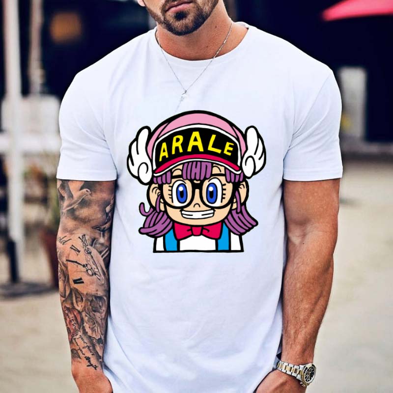 

Summer Fashion Kawaii Men Tshirt Arale Foil Vintage Print Dr Slump Toriyama Anime Manga 90s Cute Robot Woman T Shirts S