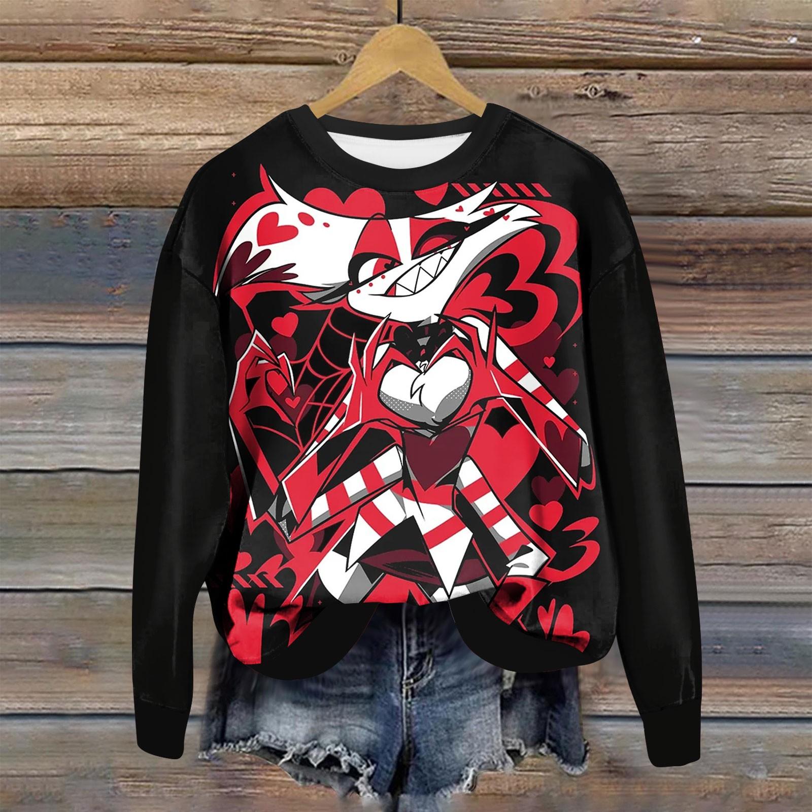 

Женская повседневная модная толстовка с длинным рукавом и круглым вырезом с принтом, пуловер, верхняя блузка XL горячий розовый