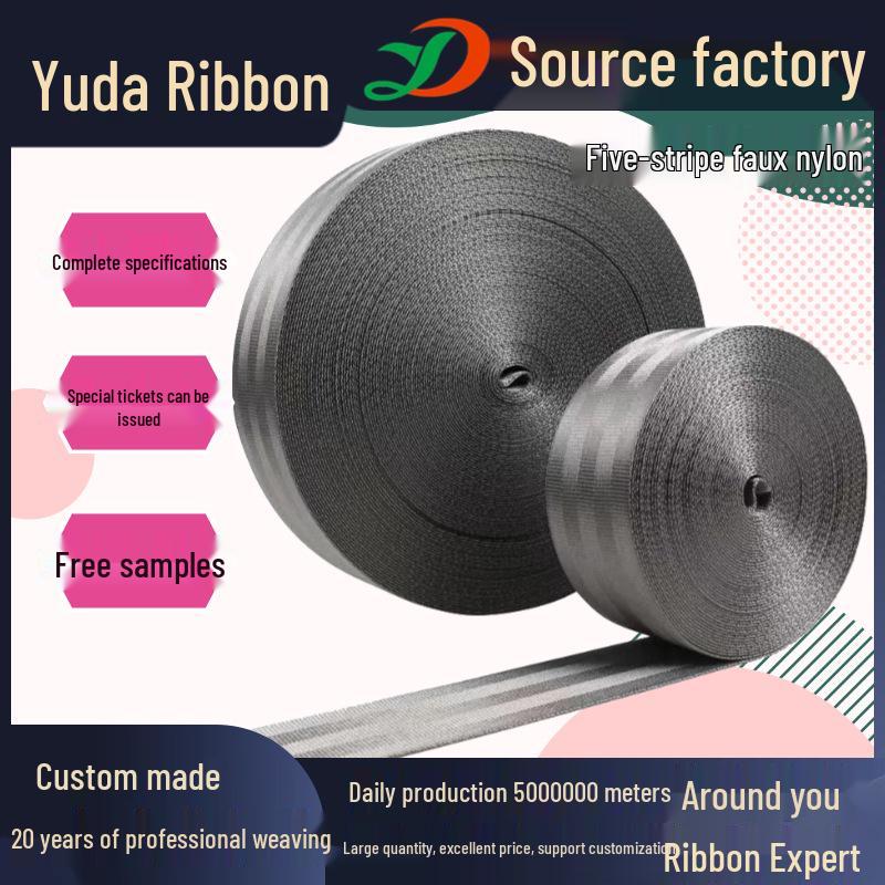 Färgad Imitationsnylon Ribbad Kornmönstrad Band för Kläder och Väskor