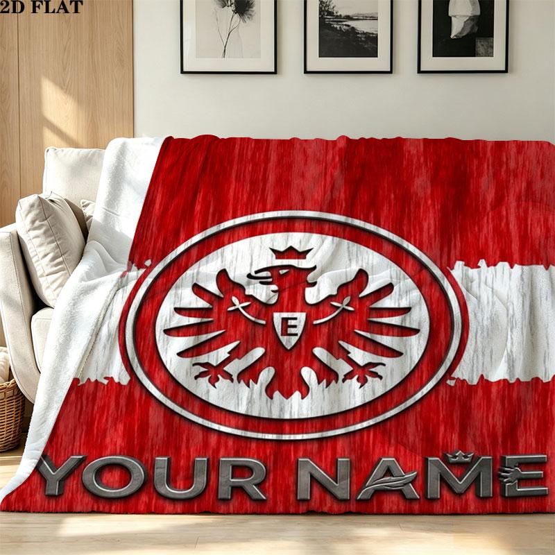 1PC Eintracht Frankfurt Custom Name Patterned Flannel Blanket Suitable For All Seasons for Home Decor Warmth and Comfort Gifts Holiday Present