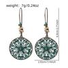 European and American bohemian style hollow pattern round brand earrings, retro bronze turquoise beaded women's earrings