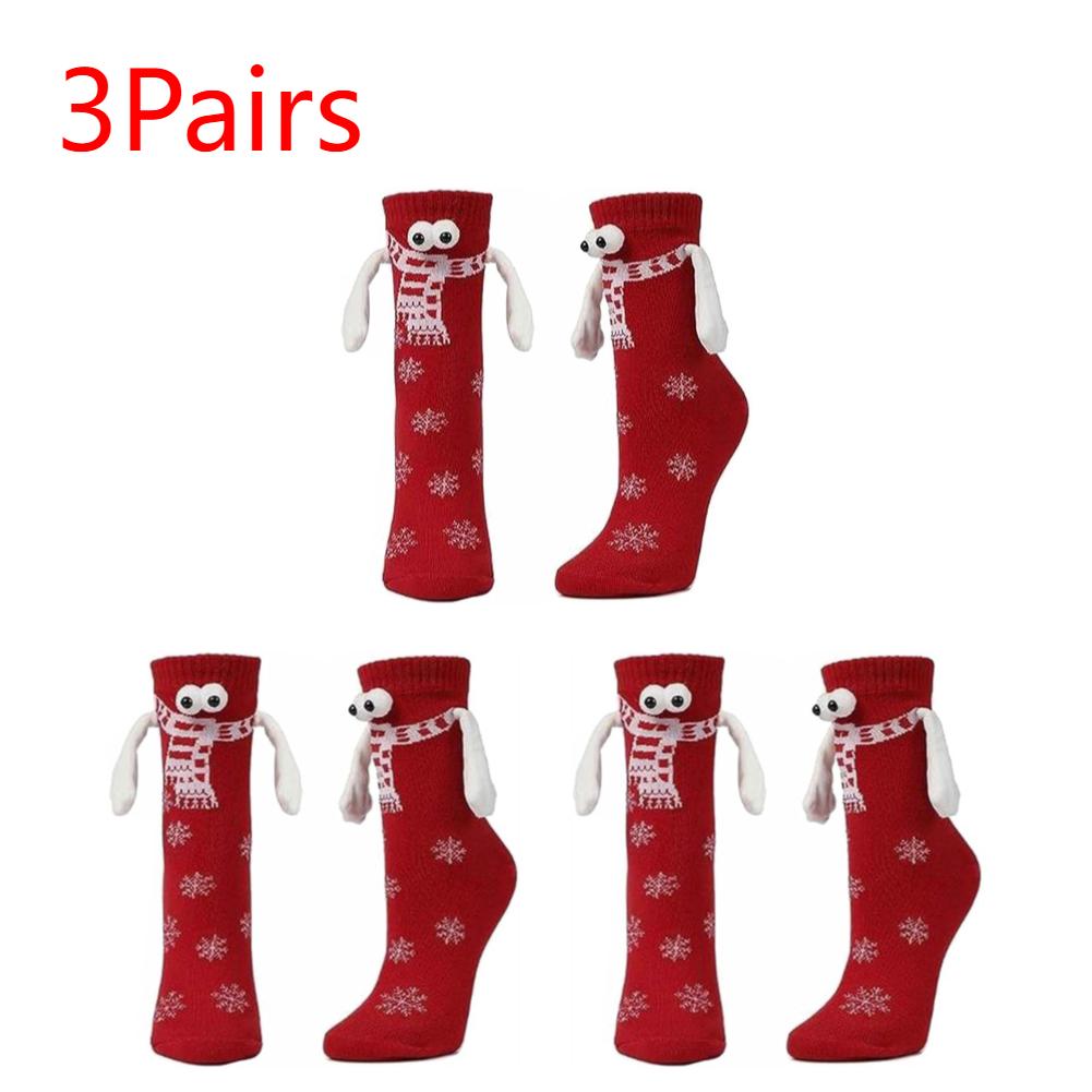 3-5 Pairs Hand In Hand Christmas Magnetic Socks Funny Couple Matching Socks Breathable Holding Hands Socks for Women Men Teens