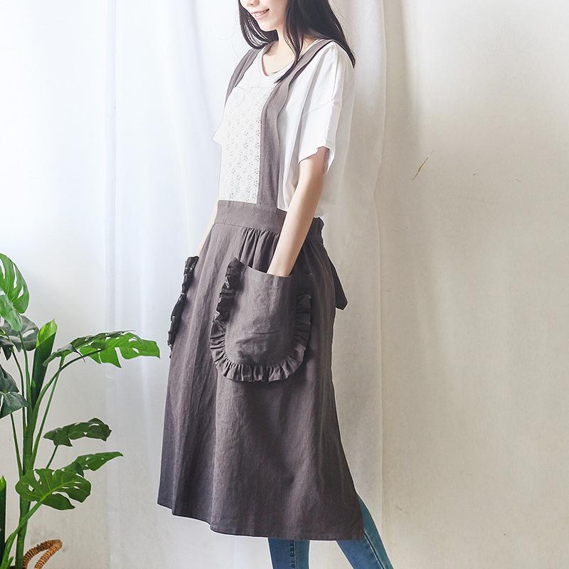 Cotton Linen Apron for Women Men BBQ Bib Chefer Kitchen Apron Barber Coffee Cooking Restaurant