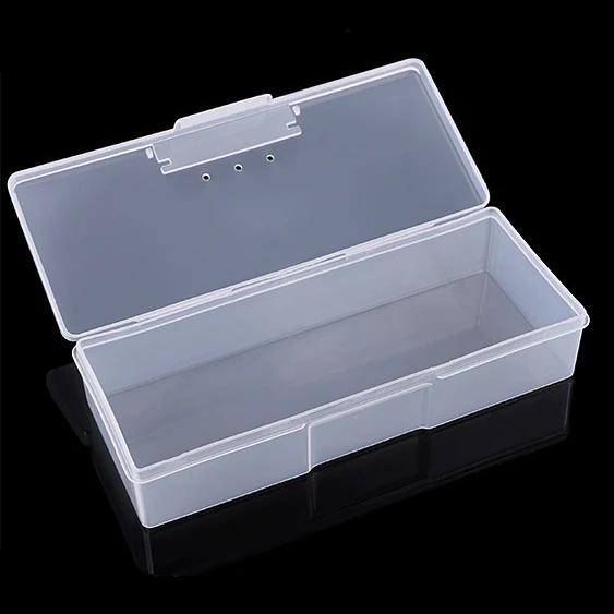 Nail Art Rectangle Plastic Storage Box Rhinestone Brush Pen Buffer Grinding Files Container Case Nail Art Equipment Tool