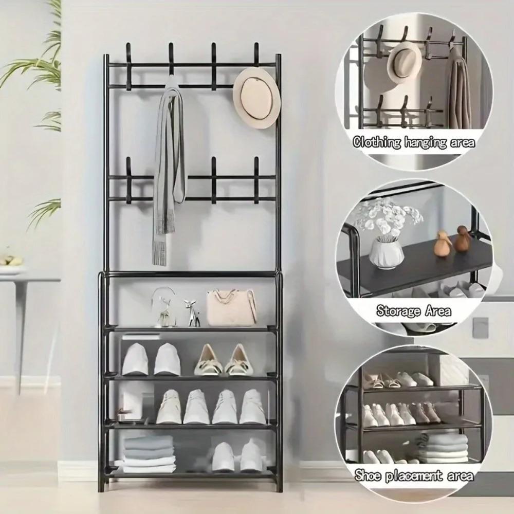 Věšák na šaty Vícevrstvý věšák na boty Dveře DIY Police na klobouky a boty Jednoduchý organizér do obývacího pokoje stojící na podlaze Úložné stojany