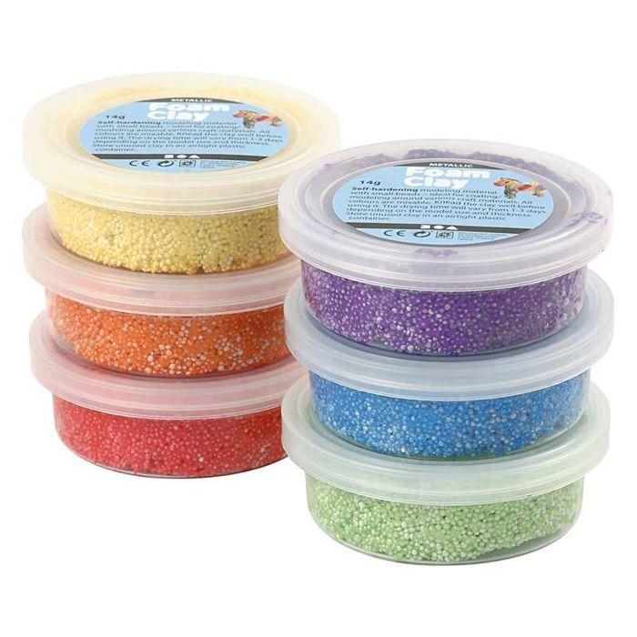 Pâte à modeler autodurcissante - FOAM CLAY - Métallique - Arc en ciel - 6 pcs