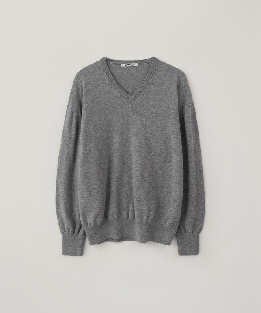 BLANKROOM V-Neck Knit_Light Gray