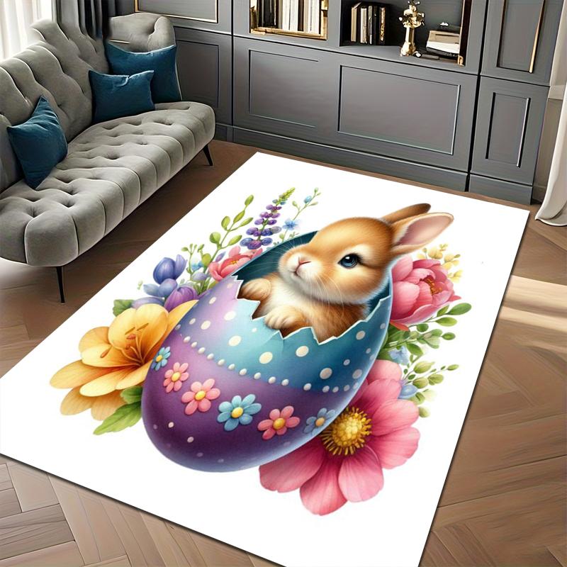 Cute Color Rug Happy Easter Carpet Soft Rugs for Bedroom Kid Play Mat Home Decor Gift Carpet Living Room Decoration Alfombra