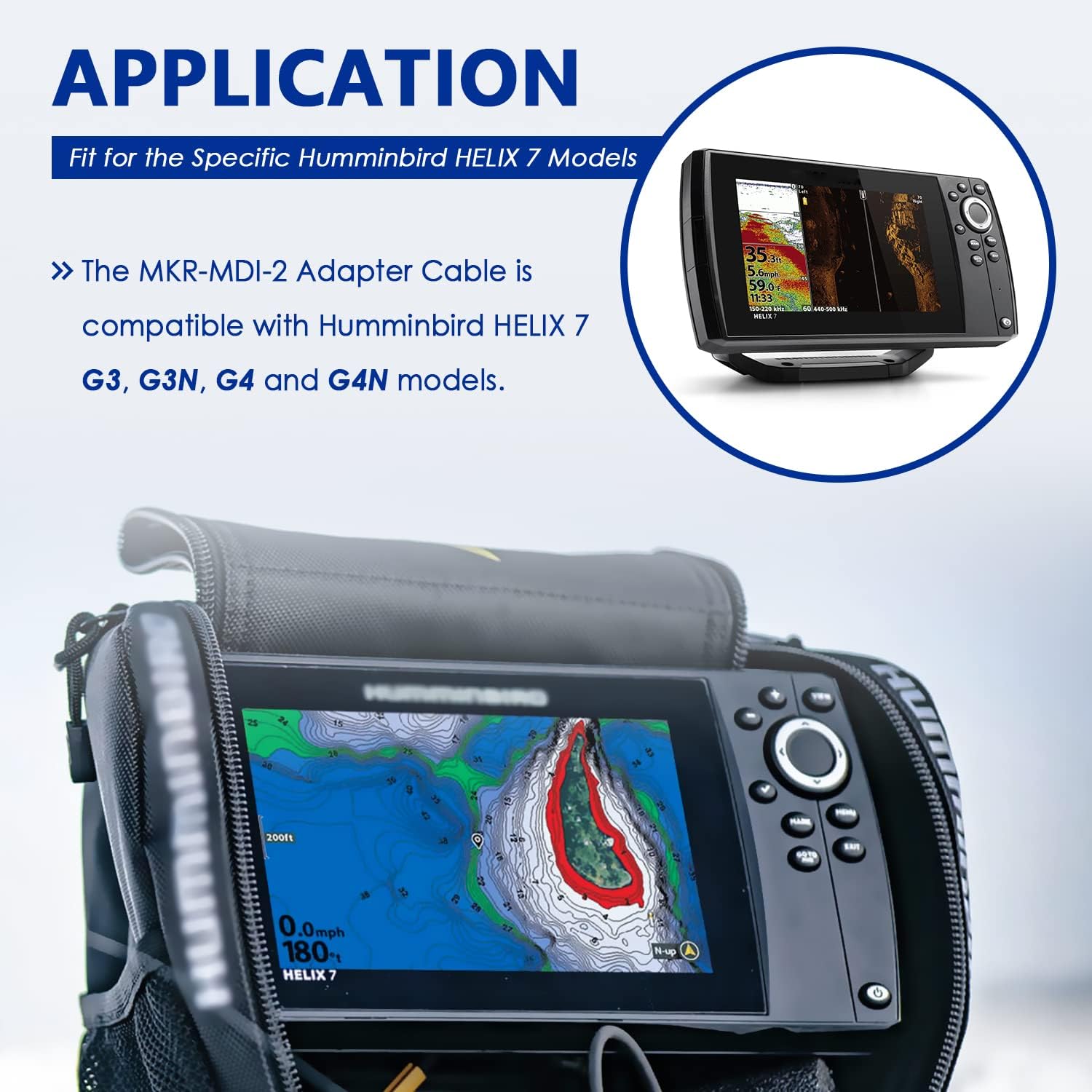 

1852086 Замена для кабеля-адаптера MKR-MDI-2, Подходит для эхолота Humminbird Helix 7 G3 G3N G4 & G4N, Кабель-адаптер MEGA Down Imaging, 30 дюймов