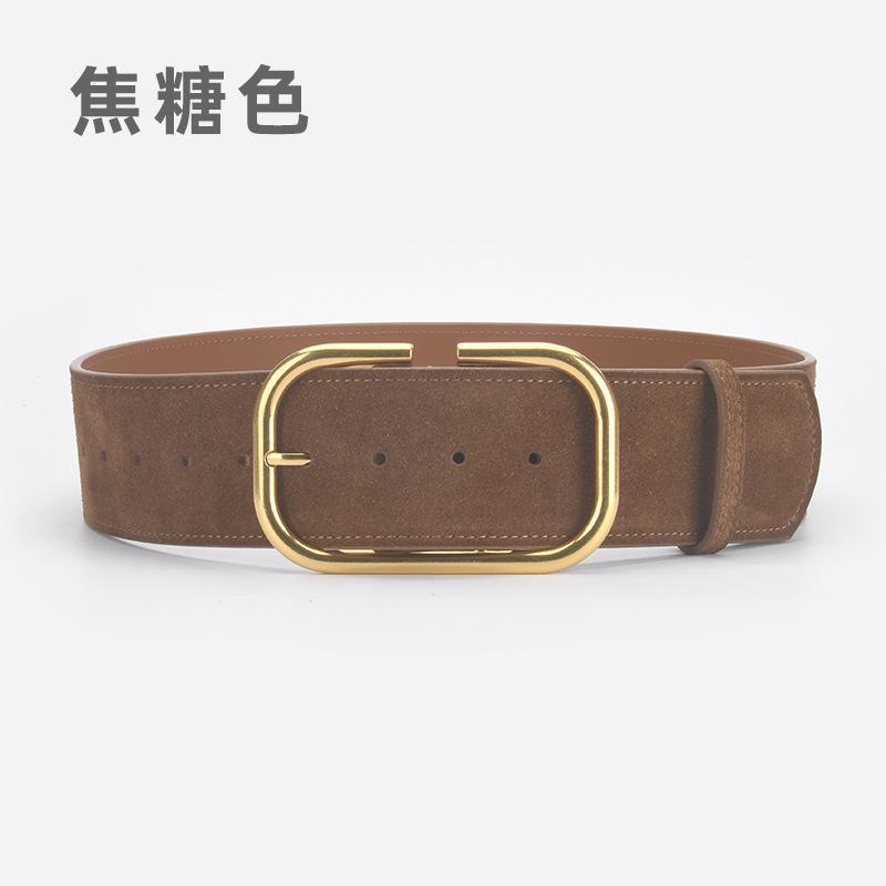 Retro Matte Waist Seal Women'S Simple Suede Leather Belt With Dress High-End Decorative Belt