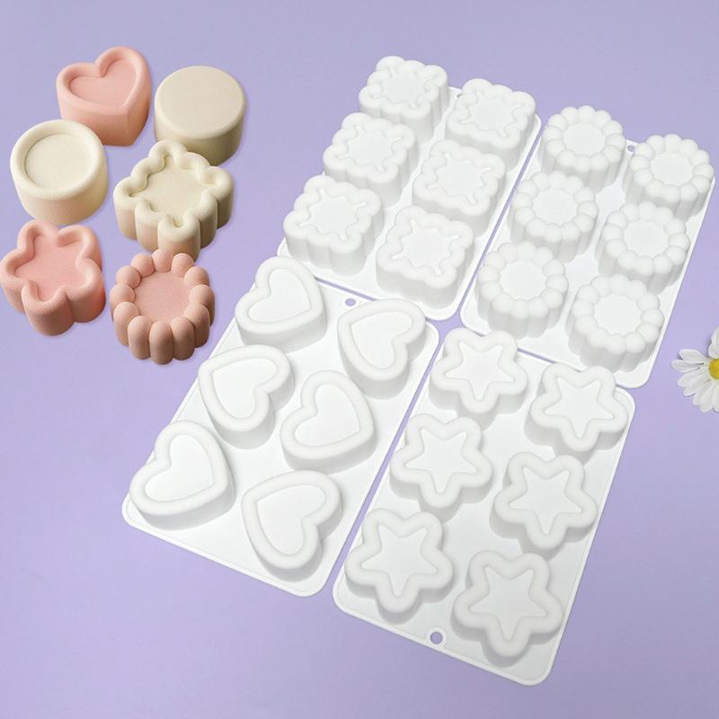Food Grade Silicone Mousse Molds Round Square Heart-shaped Pentagram Shaped Cake Molds Reusable Baking Cake Molds Kitchen Tool