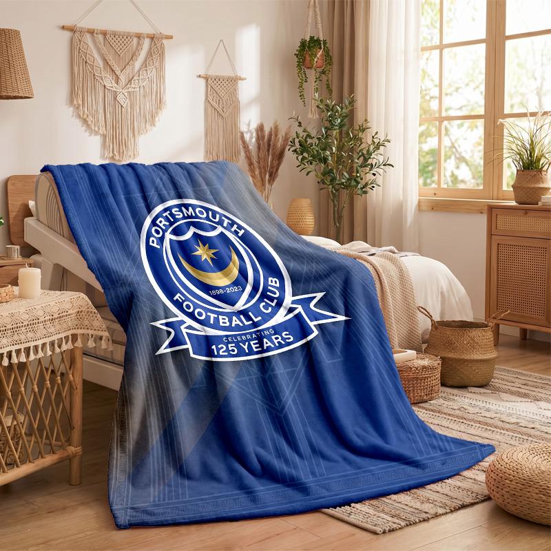 Coperta in Pile a Tema Portsmouth FC Morbida e Accogliente Coperta di Peluche per Camera da Letto Divano Viaggio