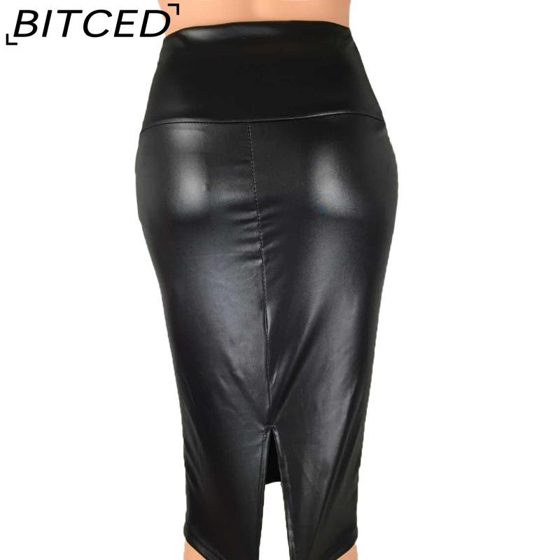 BITCED Women's Fashion Casual Back Slit Solid Color Print Summer Spring Skirts