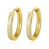 Korean Style Stone-Inlaid Titanium Steel Hoop Earrings - Fresh Design with Stainless Steel and Diamond Detailing, 2.5mm Line.