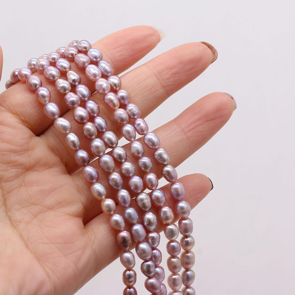 1String, Handmade Natural Freshwater Pearls, Rice-shaped Pearl Beads, 5–6 Mm, for DIY Necklace Bracelet, Jewelry Making, Birthday Party Crafts, 36cm